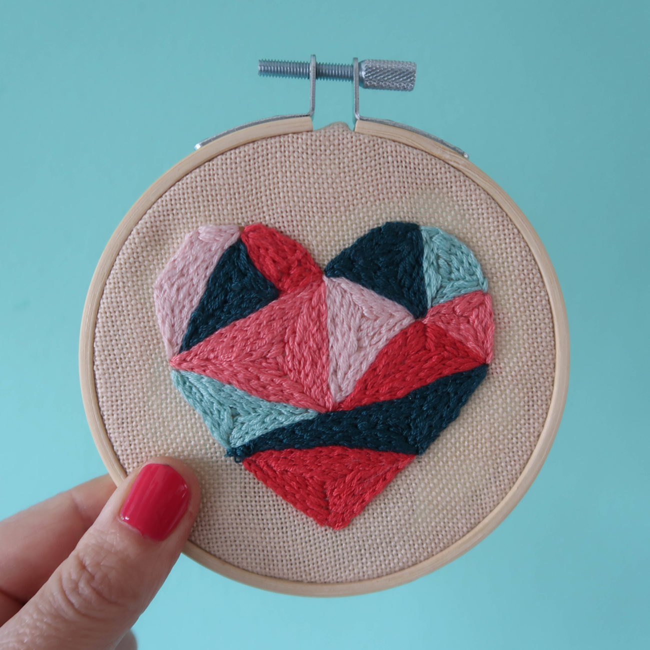 Embroidered geometrical heart