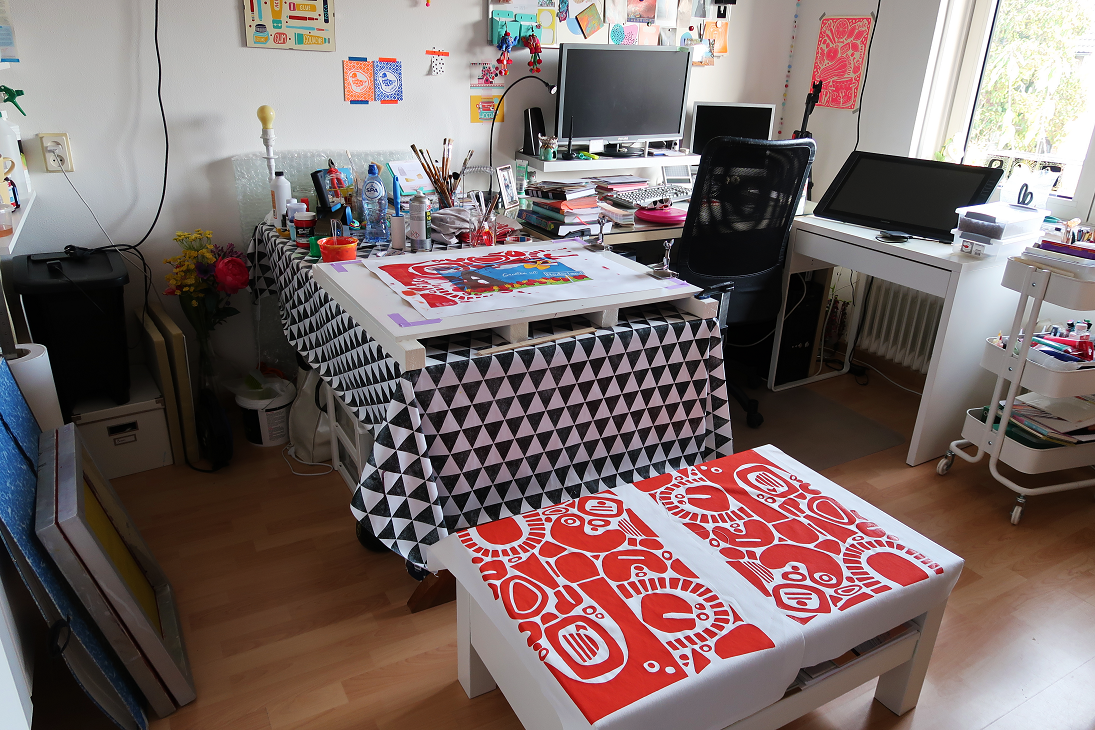 Tea towels screen printing studio
